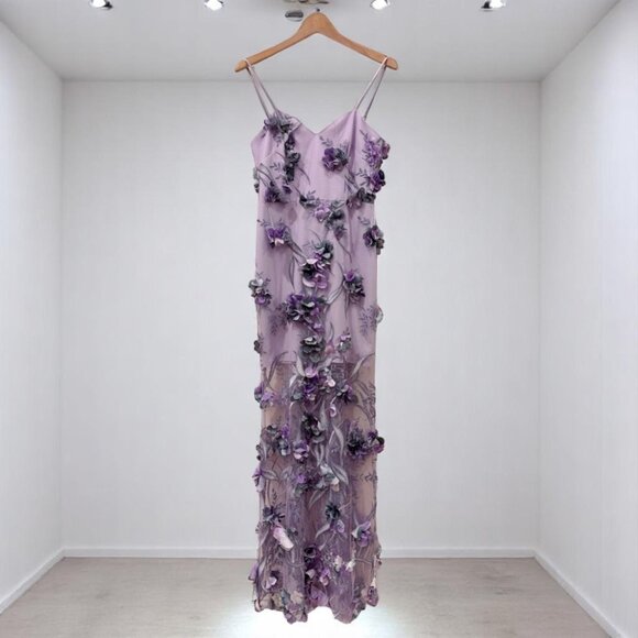 Liv Foster Dresses & Skirts - NWT Live Foster 3D Flower & Embroidered Gown Purple Multi